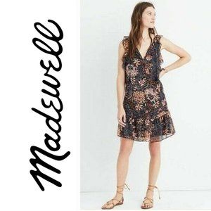 Madewell bohemian chiffon Dress with Flutter Sleeve Slip Dress Size S
